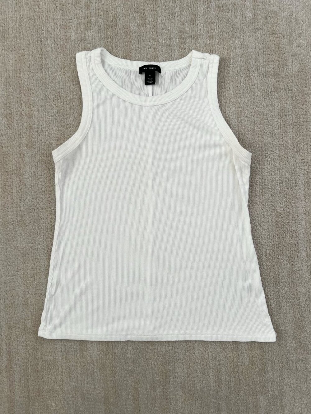 Halogen White Ribbed Sleeveless Summer Tank Top XS